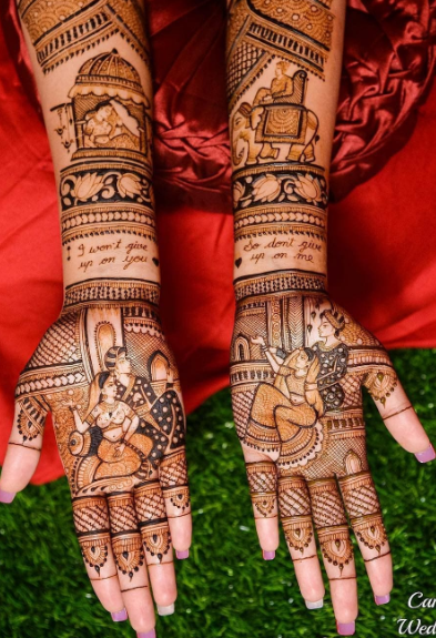 Exchanging vows on mehendi designs