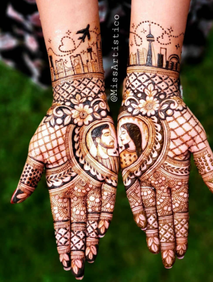 Half & half mehendi designs for bride