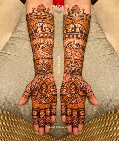 elephant in mehendi designs