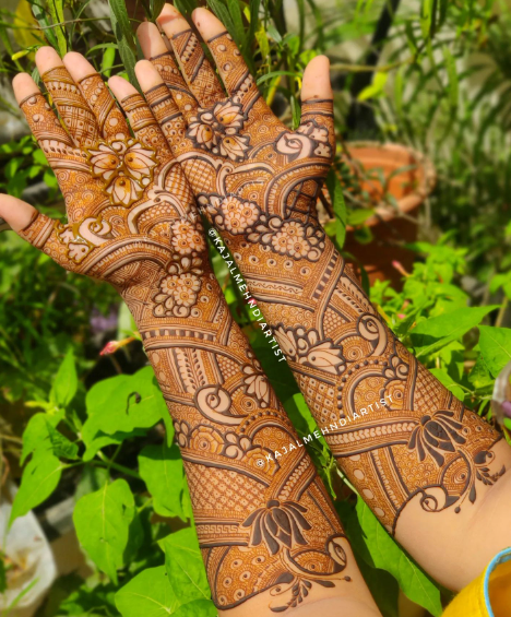 floral mehendi designs for brides