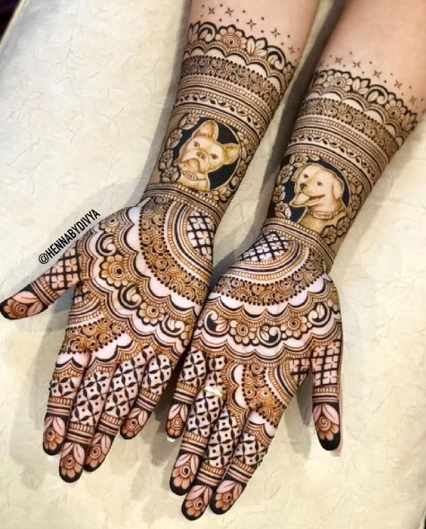 Expressing love for pets through mehendi designs for bride