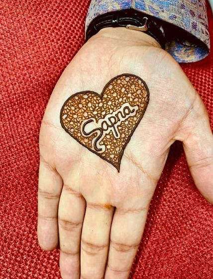 heart shape groom mehndi designs