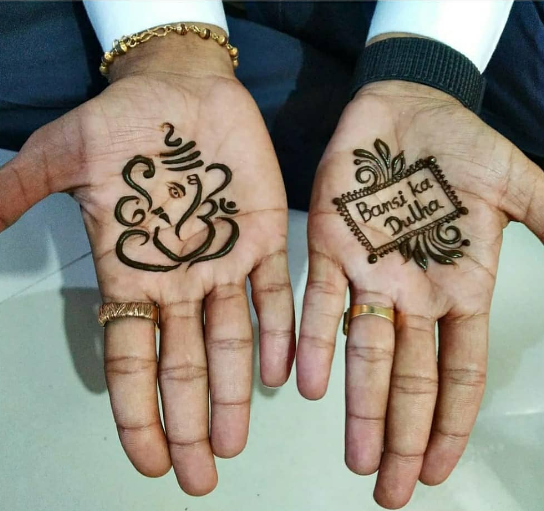 God Portraits groom mehndi designs