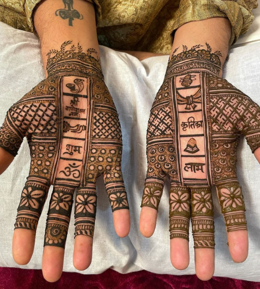 geometrical Mehendi for groom