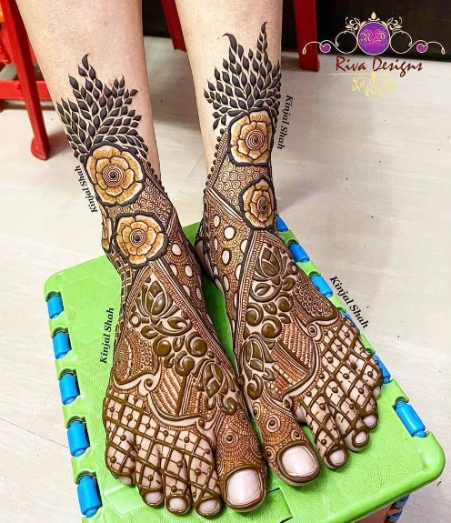 Rose Motifs mehndi designs for foot