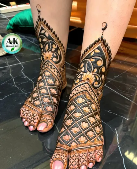 Lotus Motif Foot Mehndi Designs