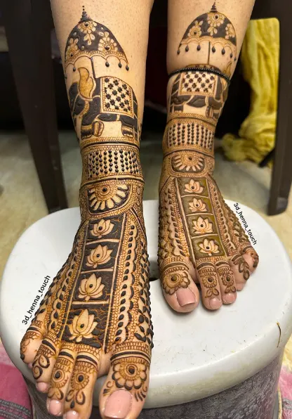 Lotus Motif Foot Mehndi Designs